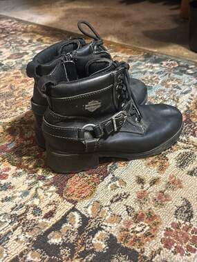 Harley-Davidson Tegan Black Leather Lace-Up harness Motorcycle Boots